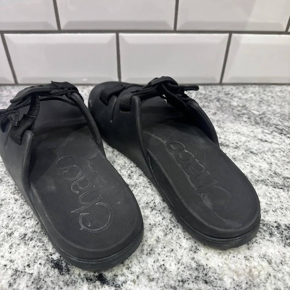 Chaco Chillos Slides Straps Unisex Youth 6‎ Recovery Black Vegan Comfort Float